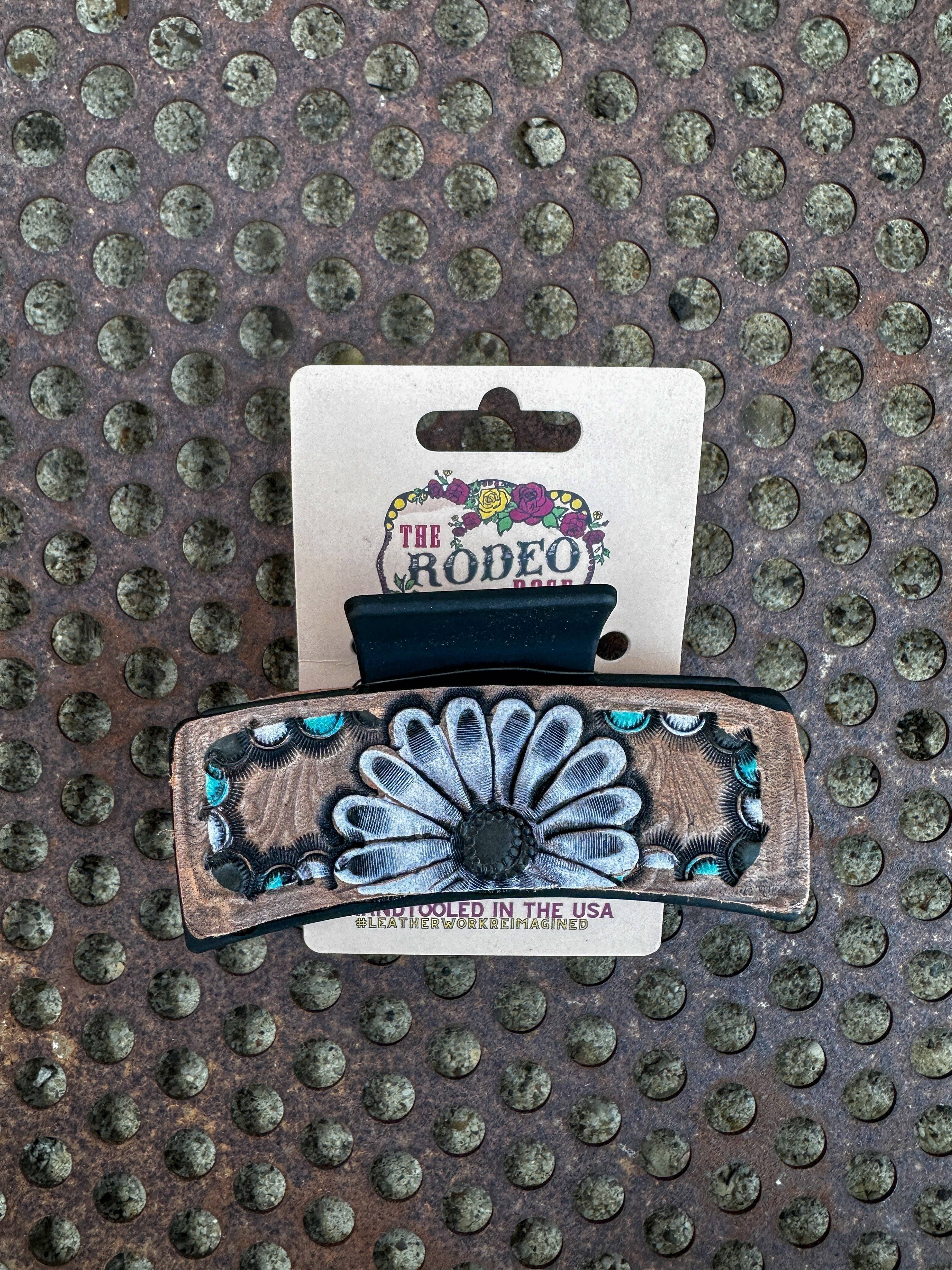 Tooled Leather Hair Clip