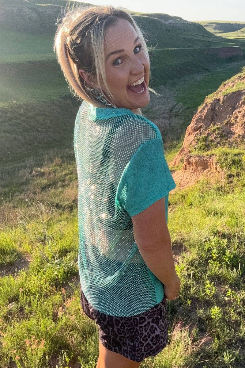 Turquoise Soul Mesh Top