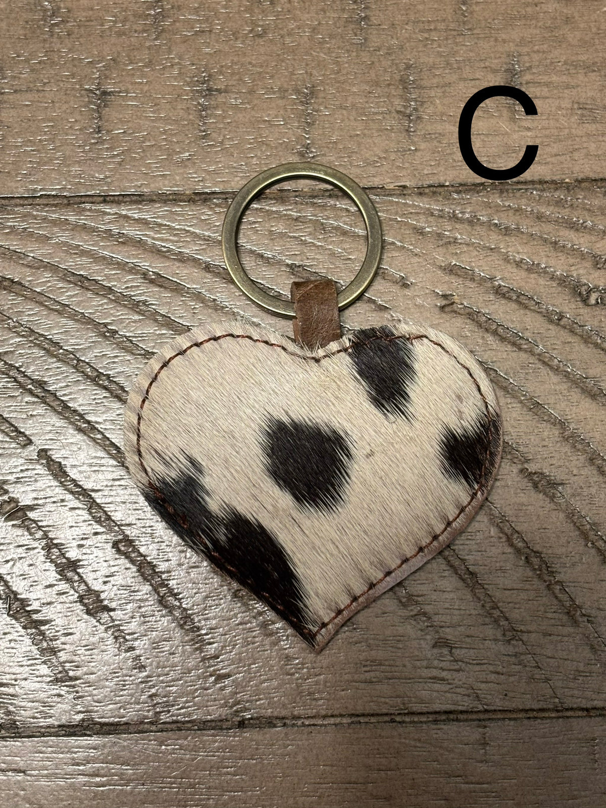 Wild at Heart Cowhide Keychain