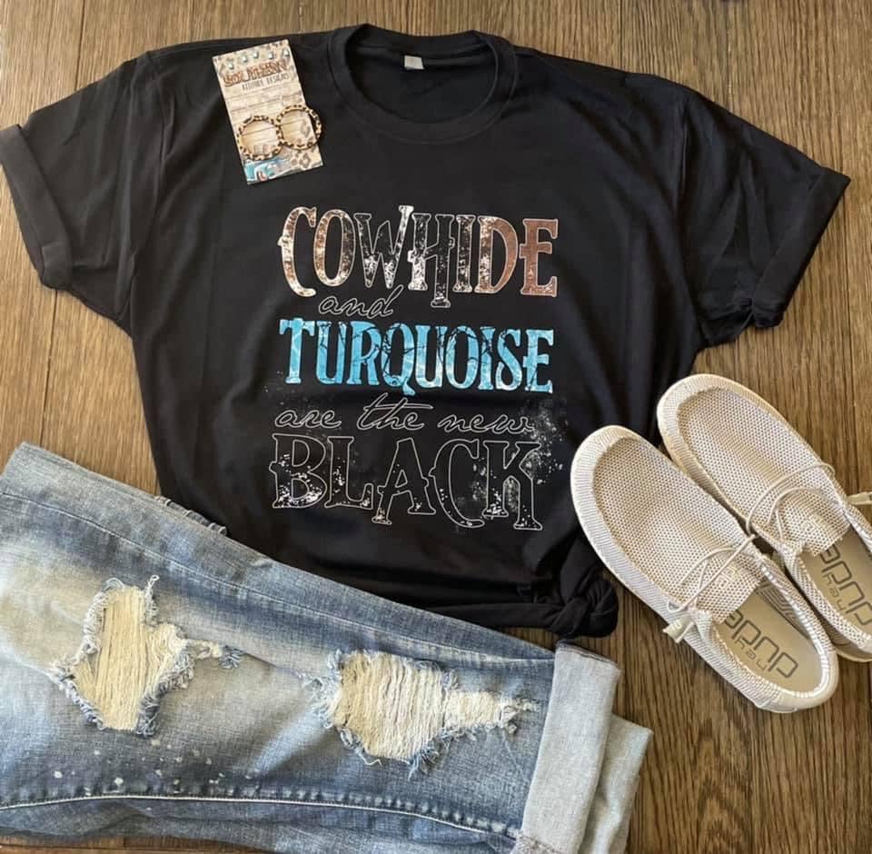 Cowhide & Turquoise Tee