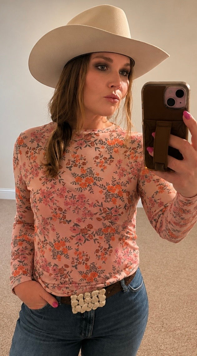 Blushin' Cowgirl Mesh Top