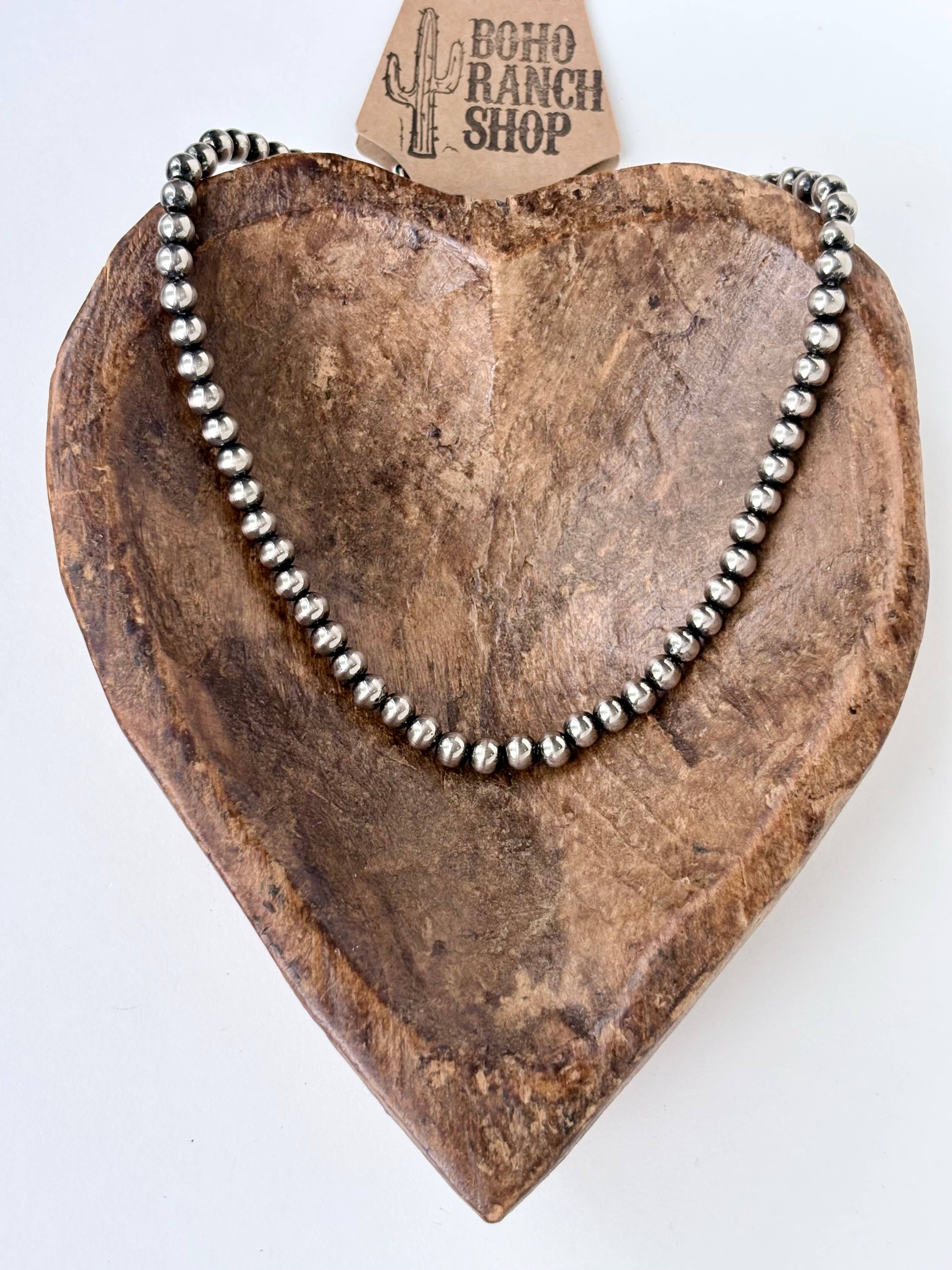6MM Navajo Pearly Style Necklace-14"