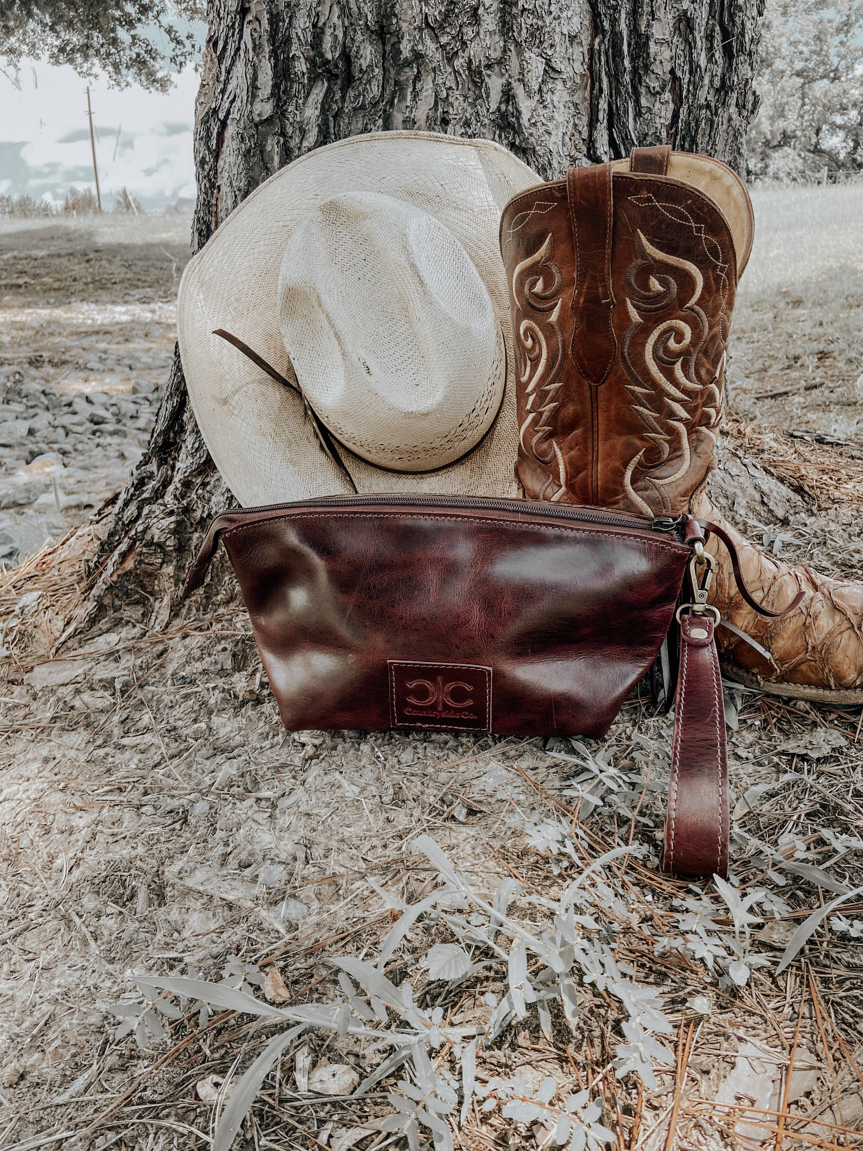 Whiskey Tooled Leather Wristlet