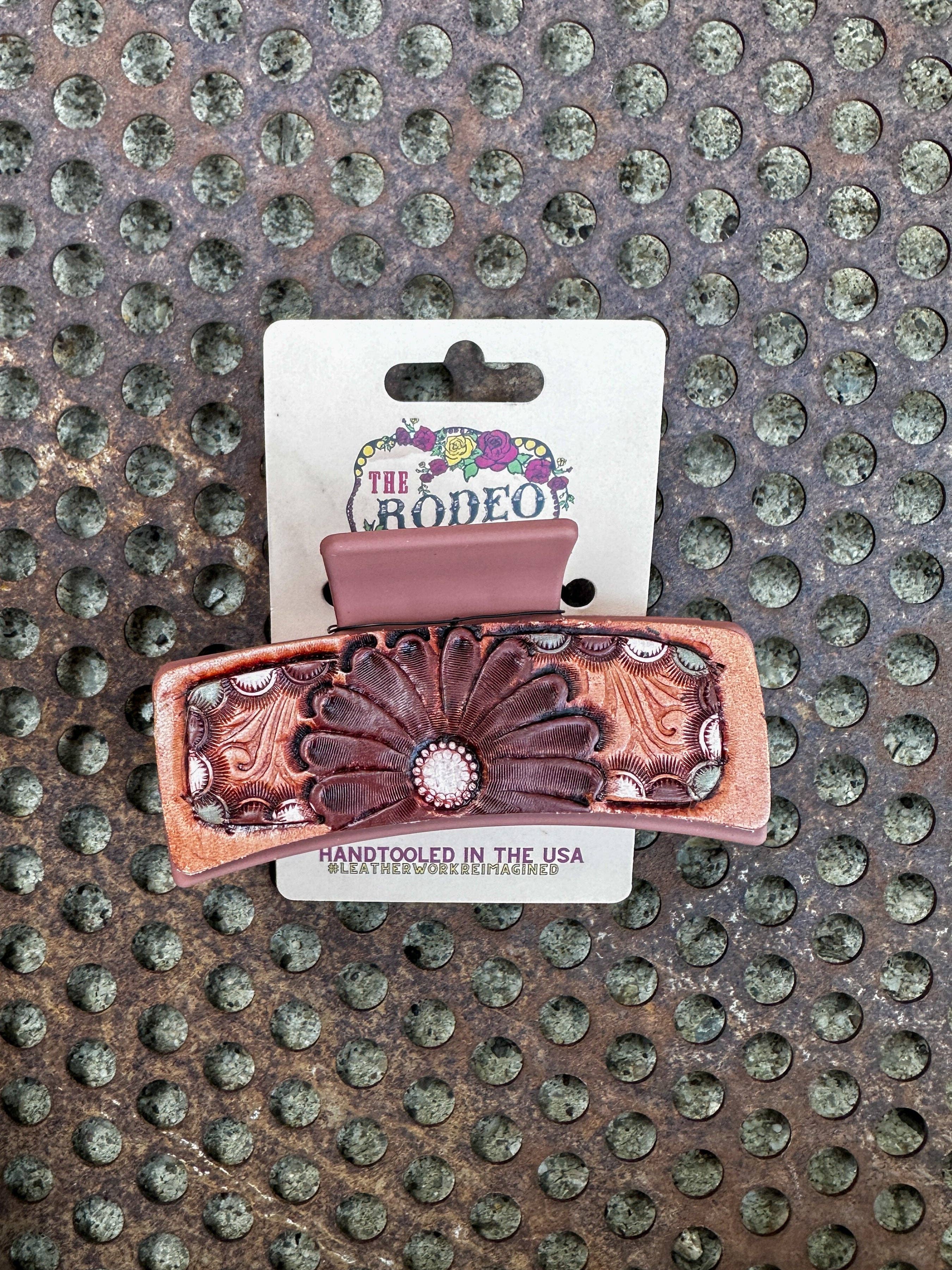 Tooled Leather Hair Clip