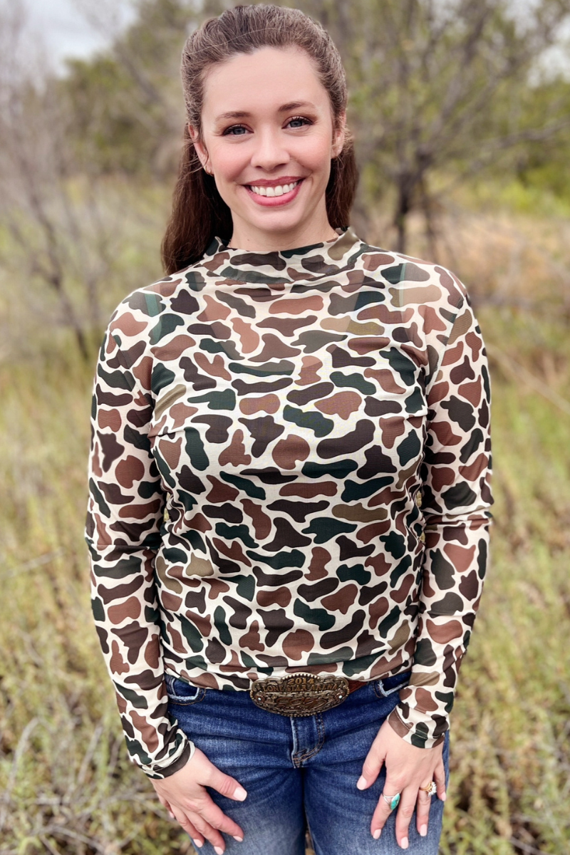 Backroad Camo Mesh Top