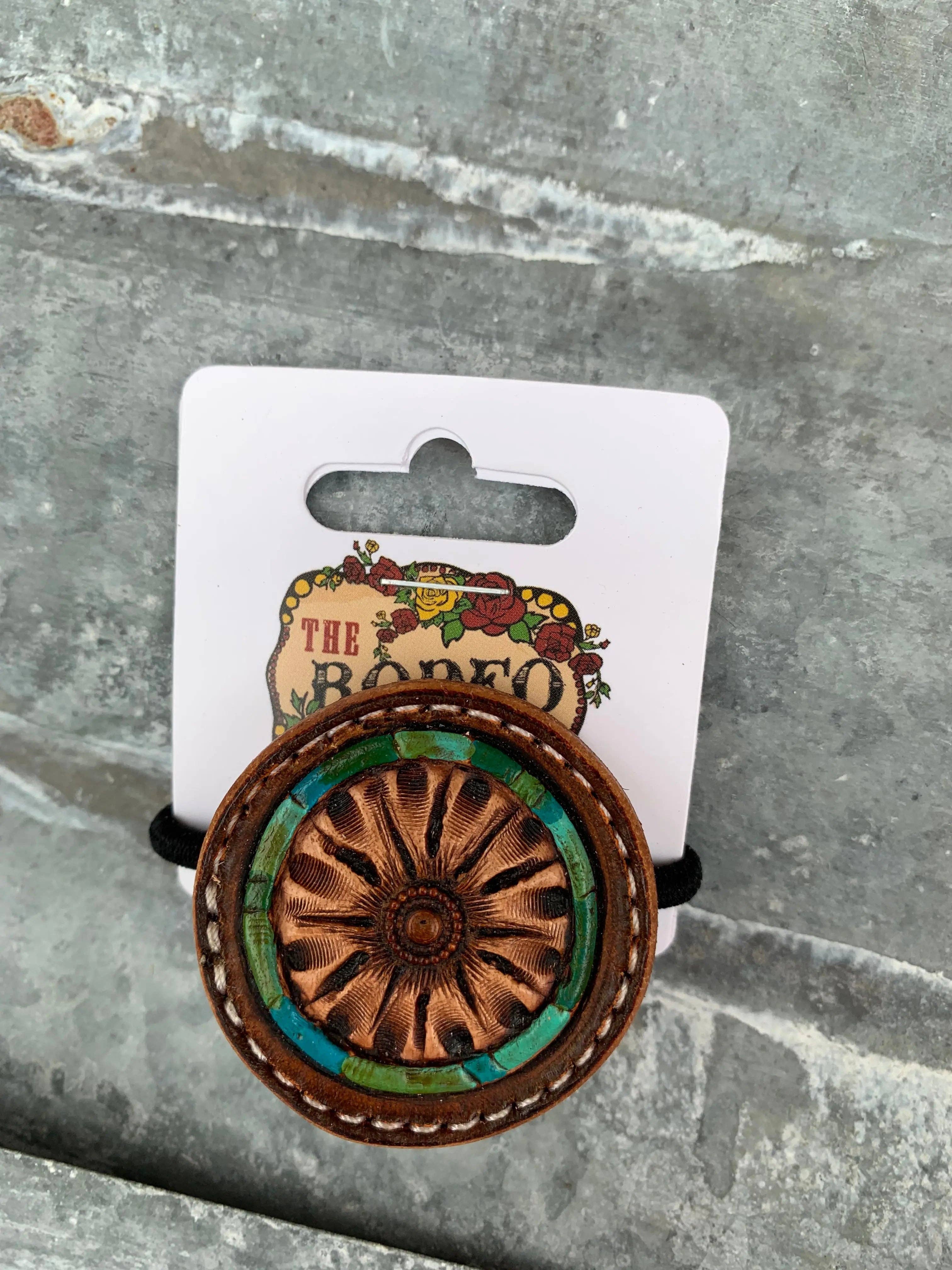 Tooled Leather Hair Tie