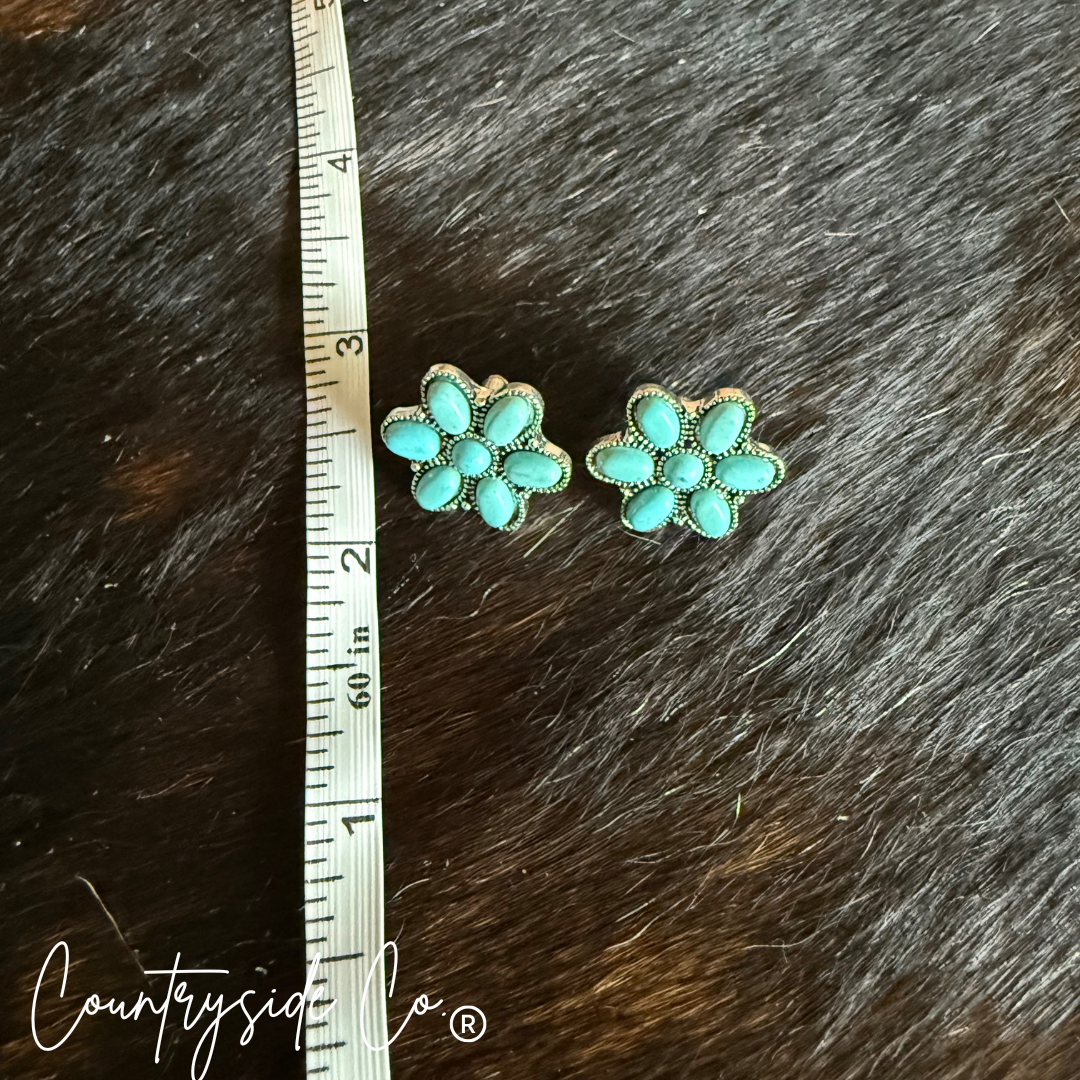 Turquoise Wildflower Stud Earrings