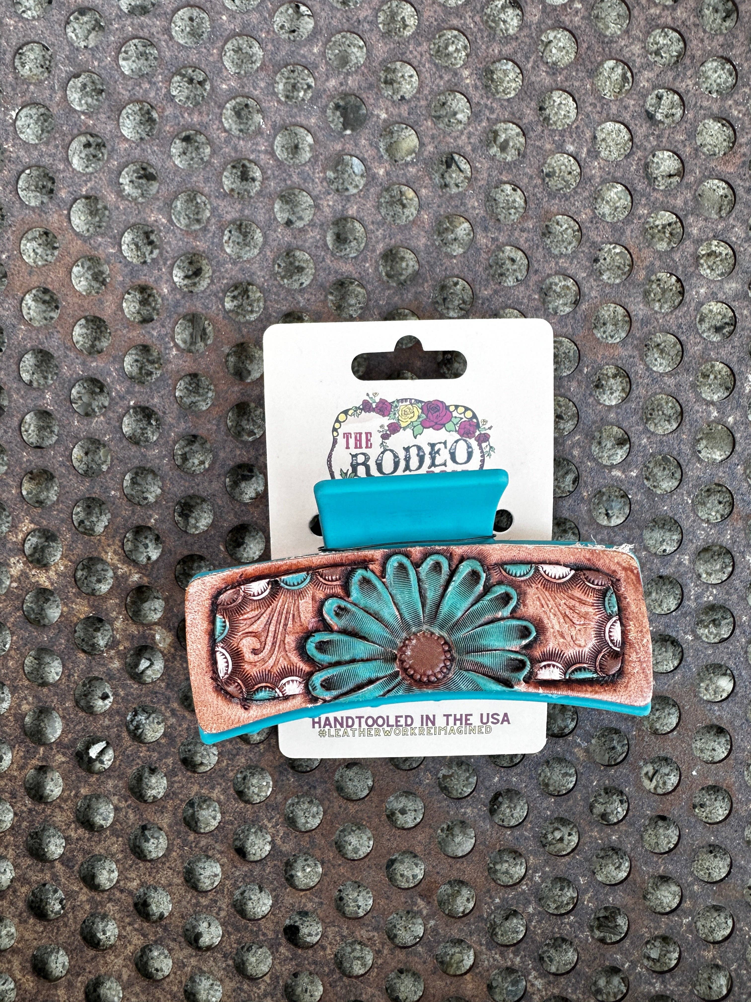 Tooled Leather Hair Clip