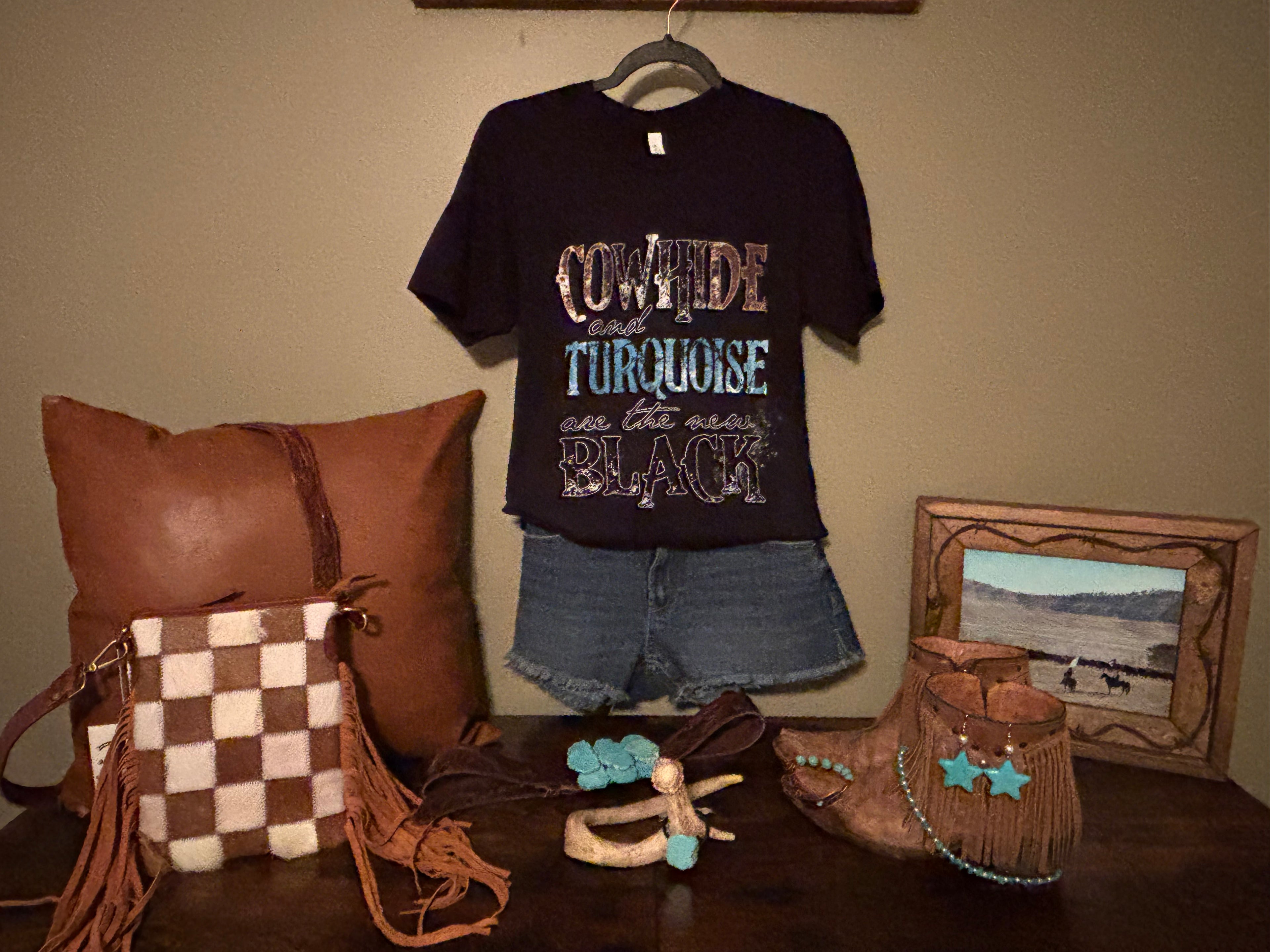 Cowhide & Turquoise Tee
