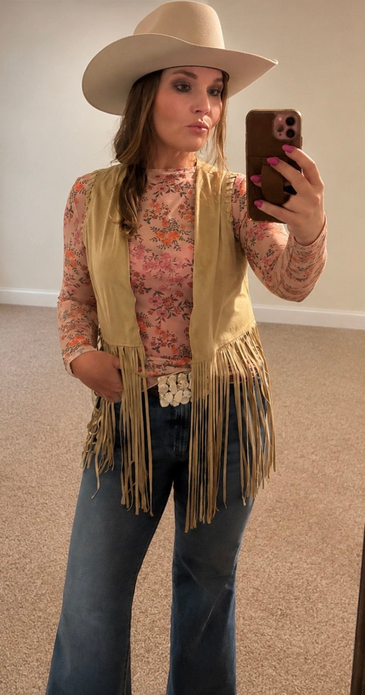 Blushin' Cowgirl Mesh Top