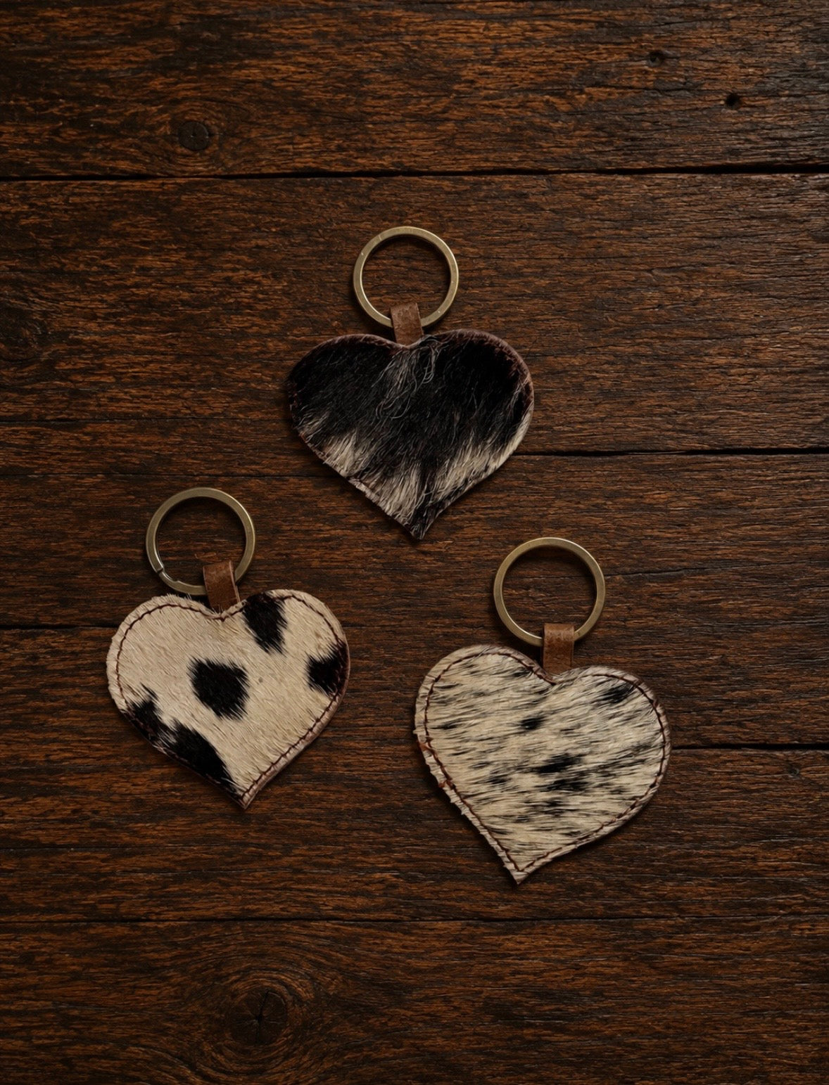Wild at Heart Cowhide Keychain