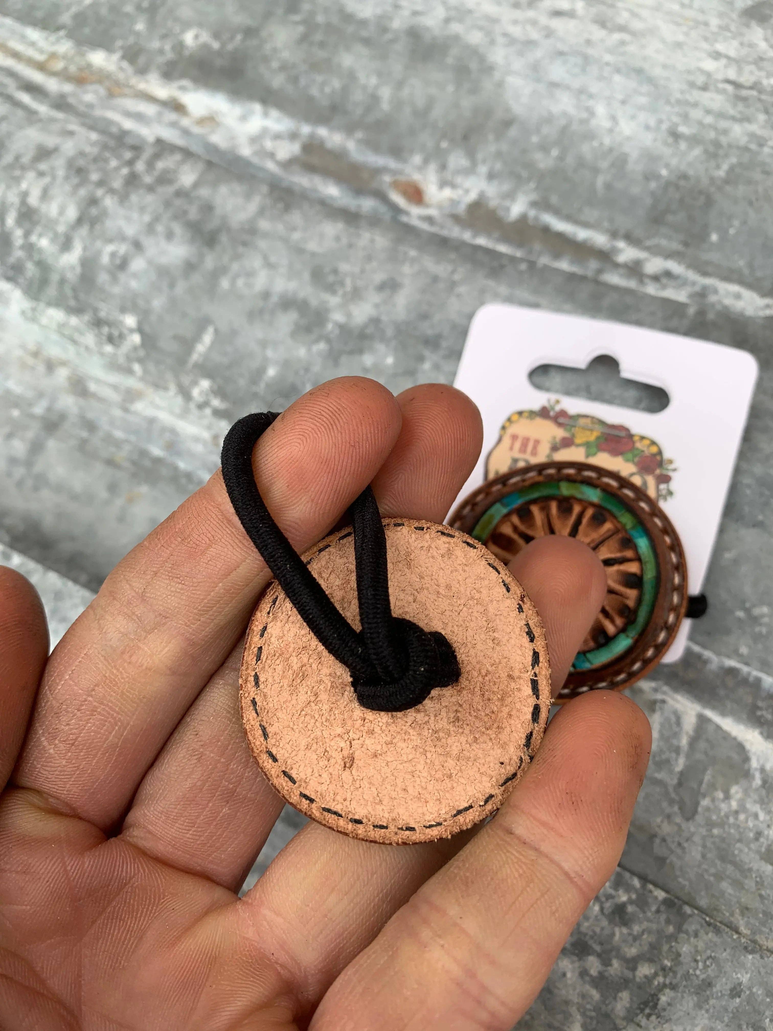 Tooled Leather Hair Tie