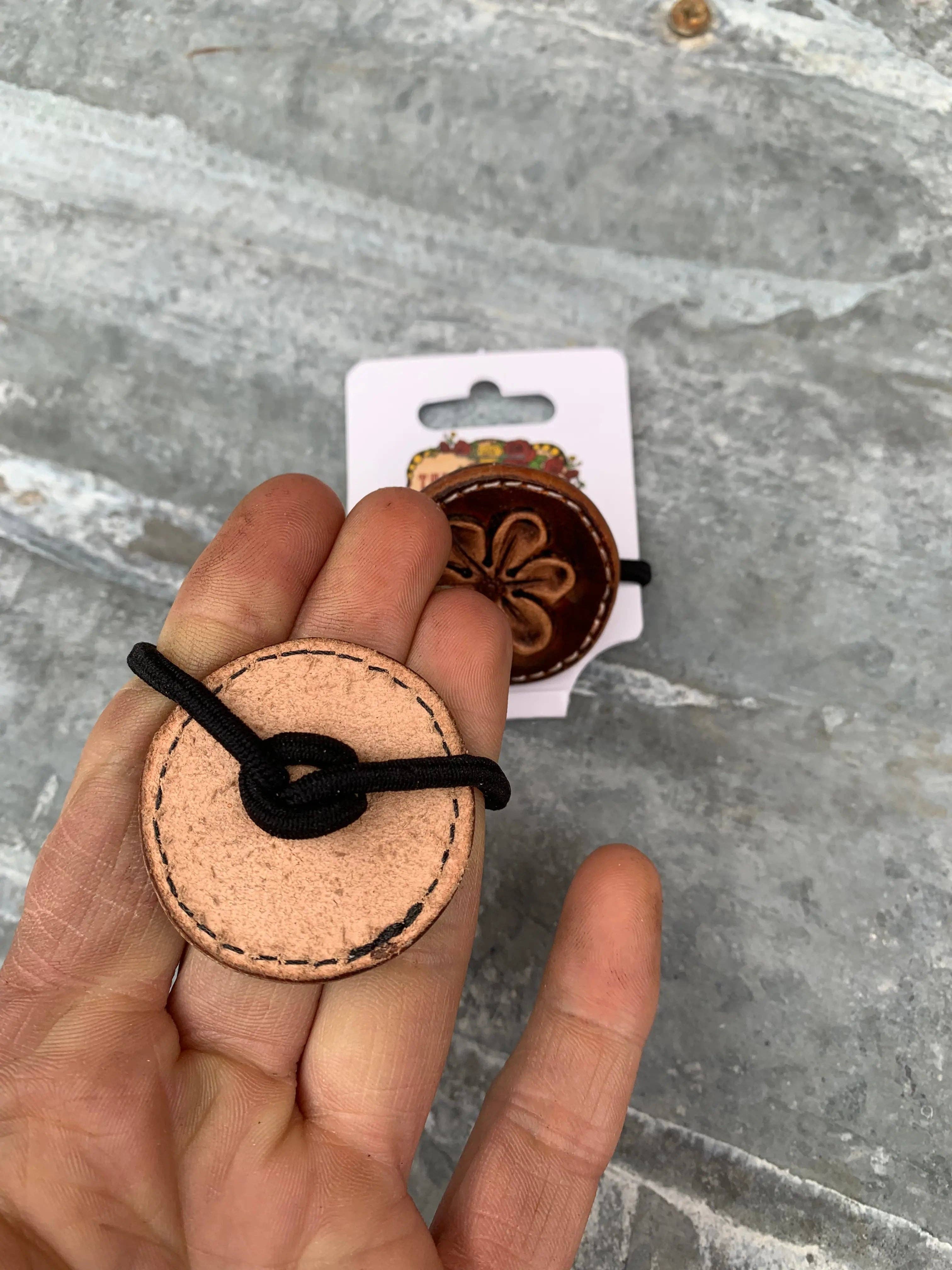 Tooled Leather Hair Tie