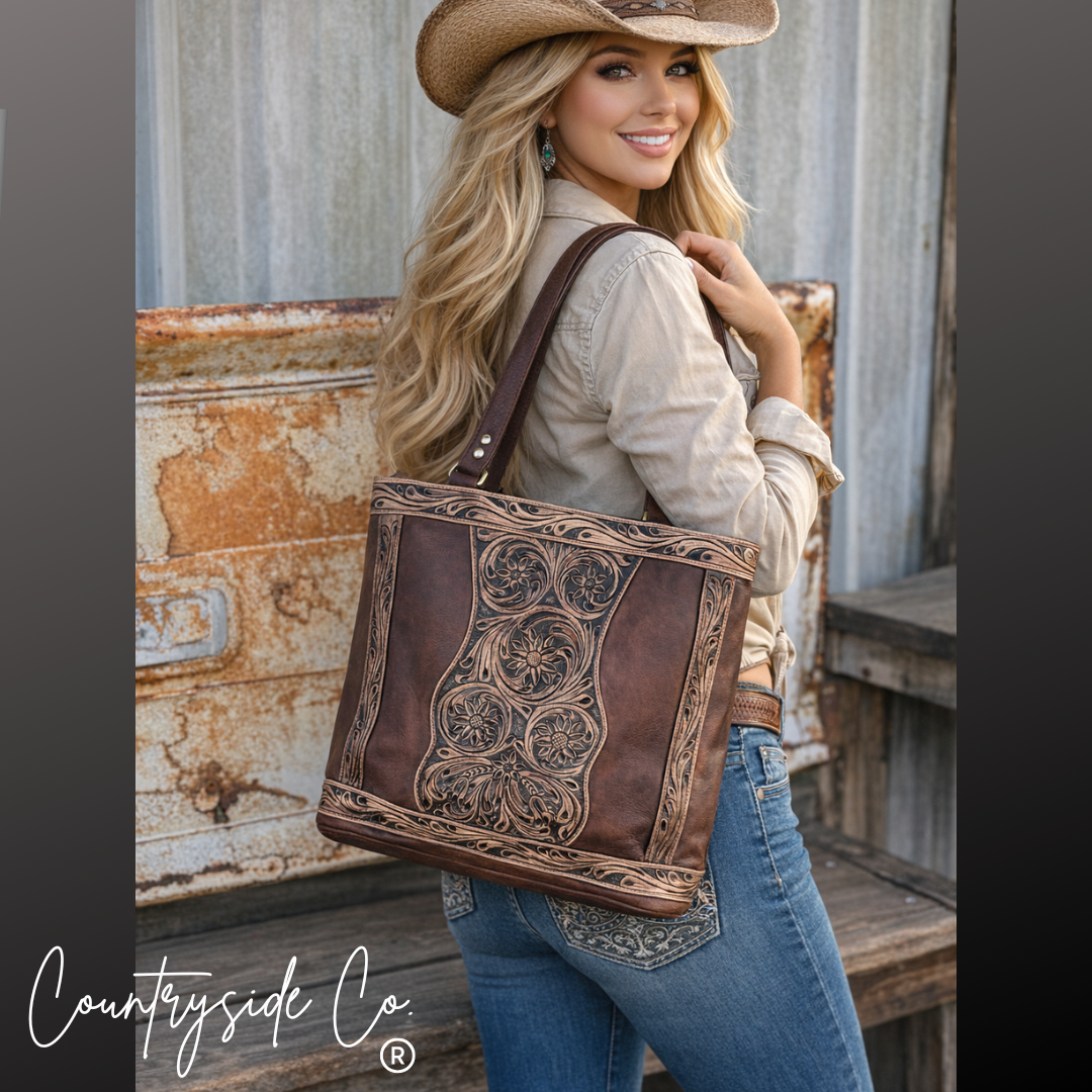 Countryside Tooled Leather Tote