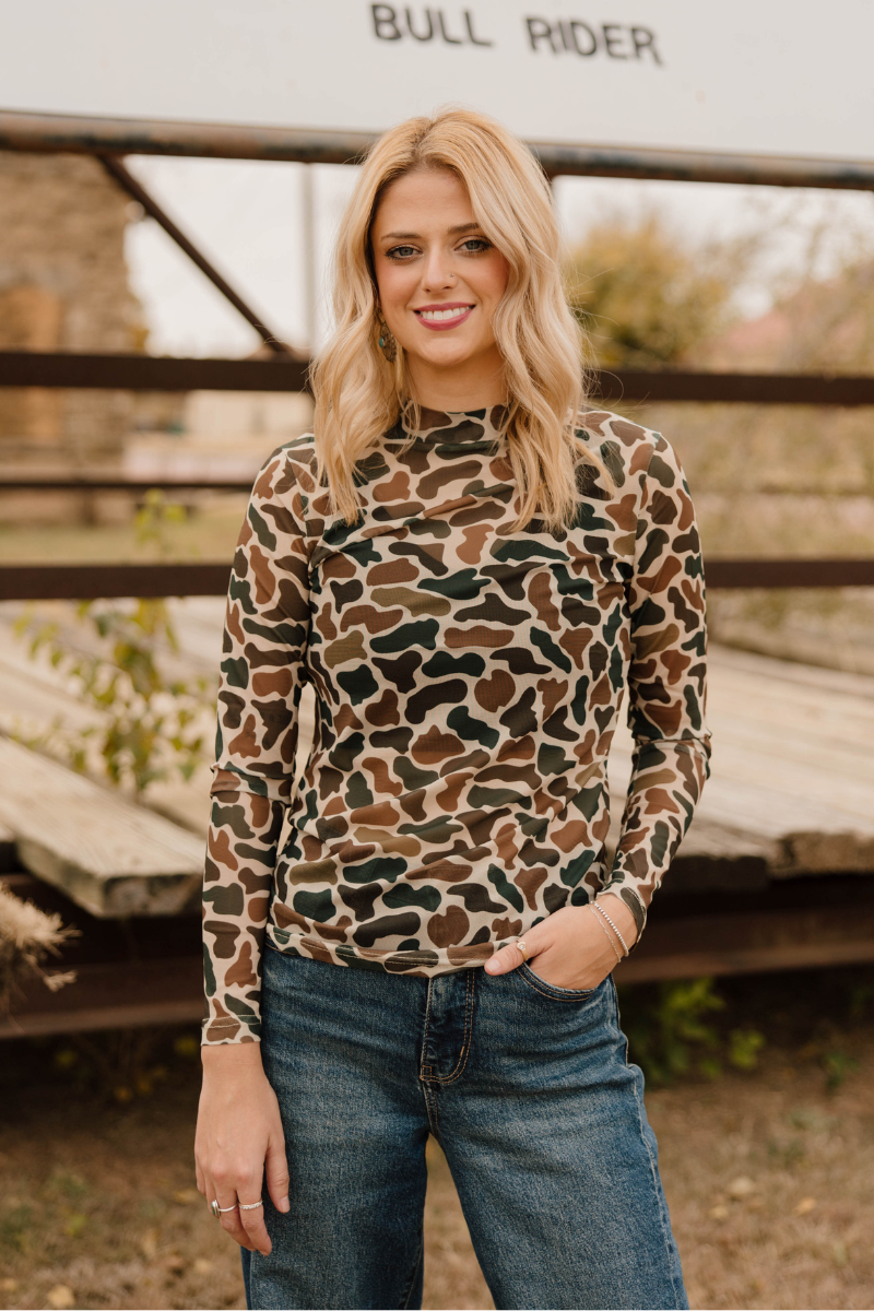 Backroad Camo Mesh Top